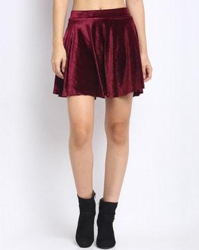 velvet flared skirt