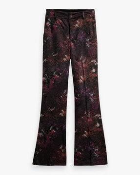 velvet high-rise flared trousers