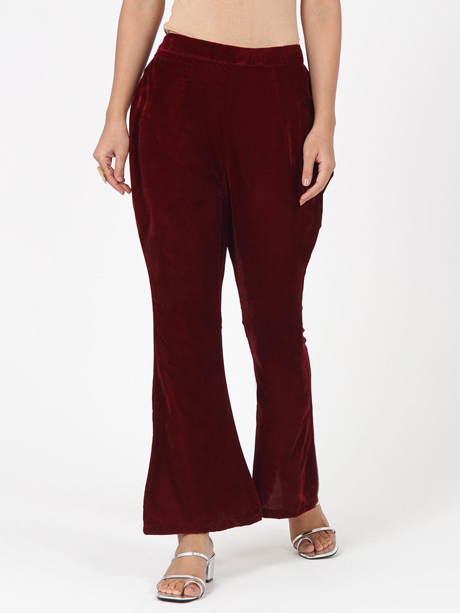 velvet palazzo-maroon