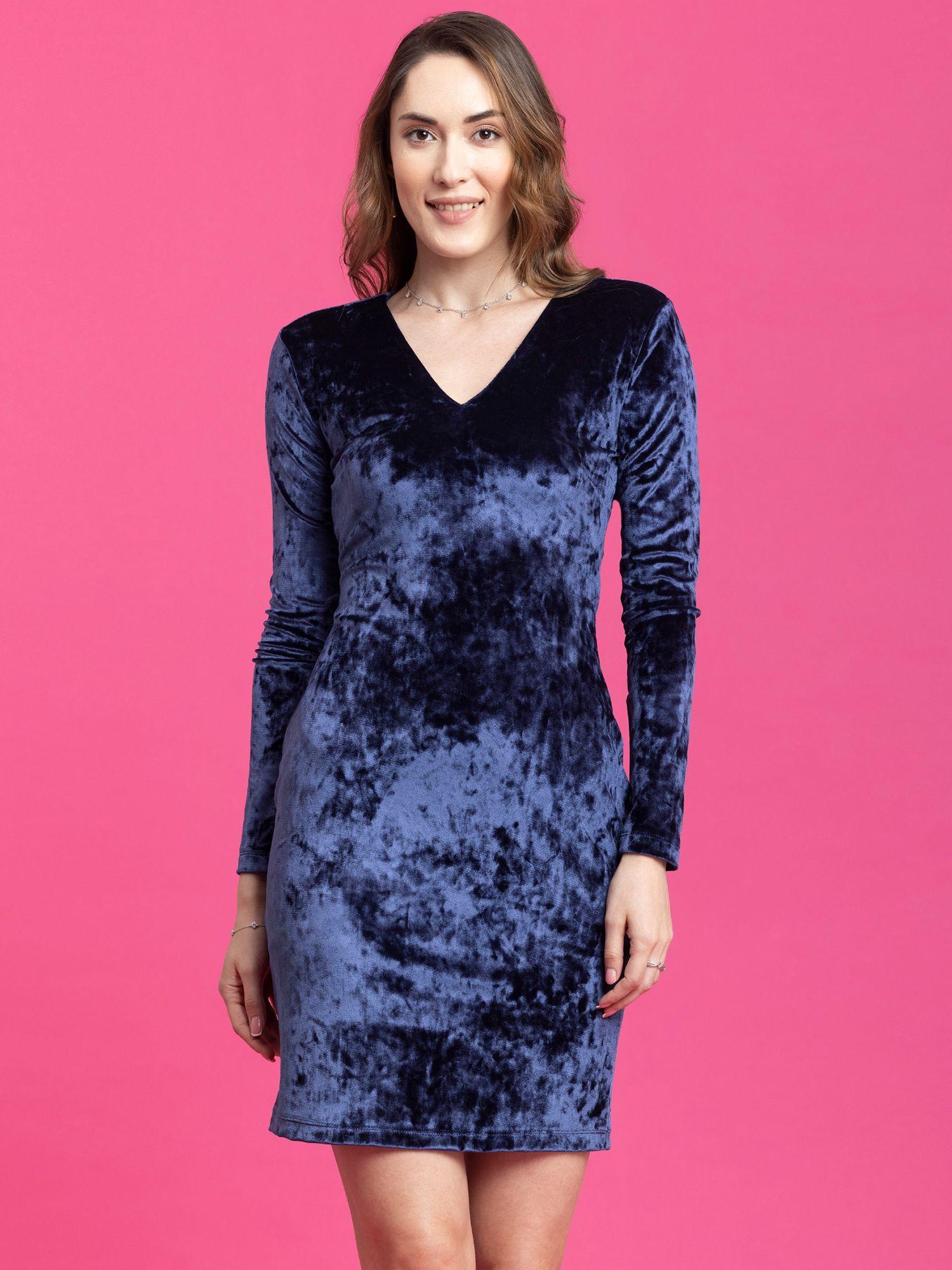 velvet shift dress blue