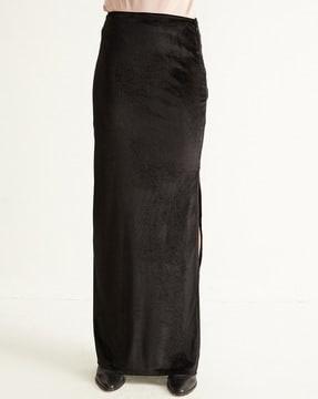 velvet straight maxi skirt