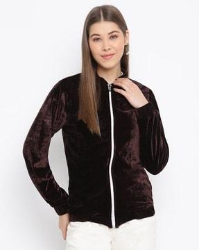 velveteen zip-up track jacket