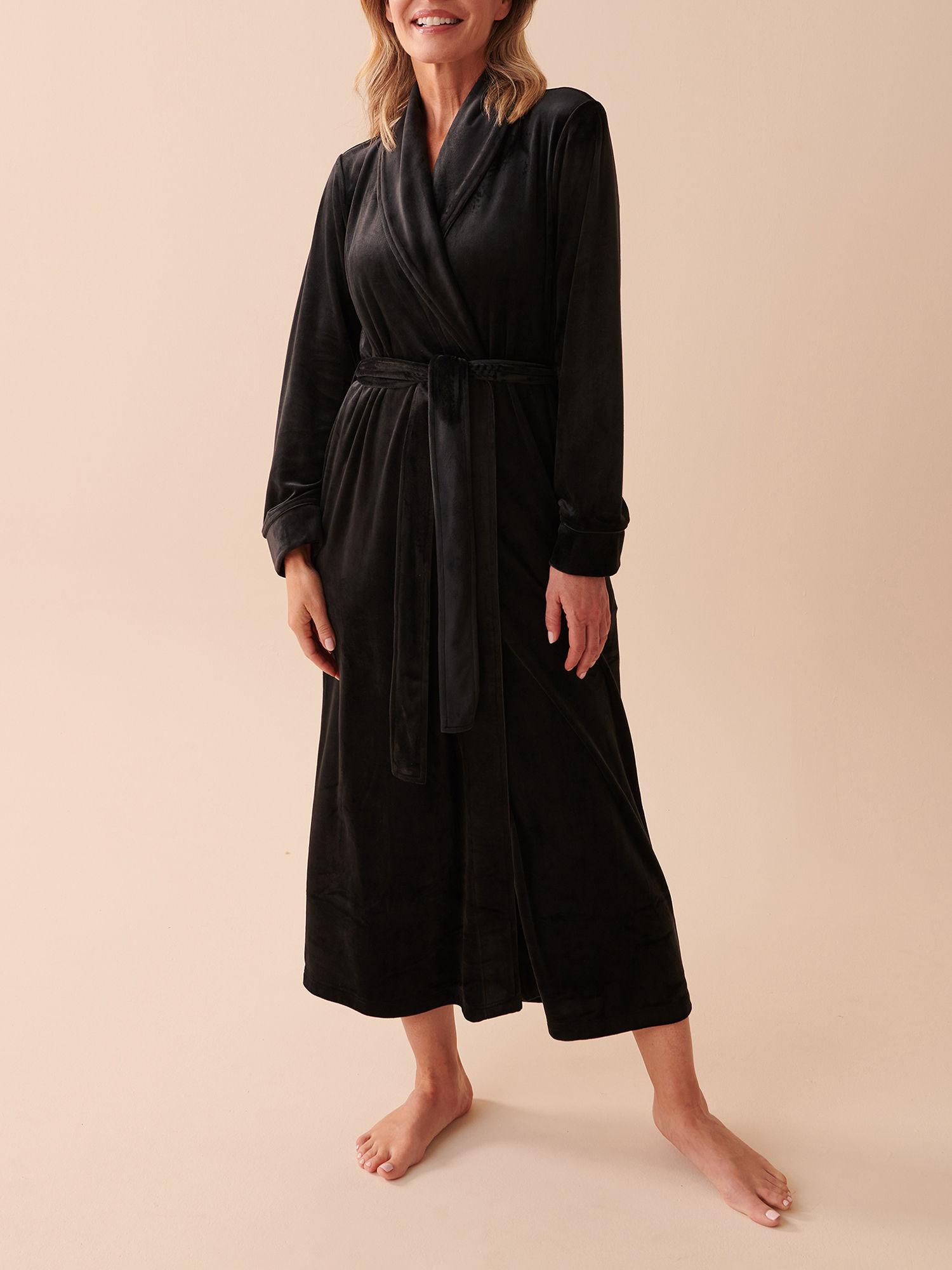 velvety softness long robe - black