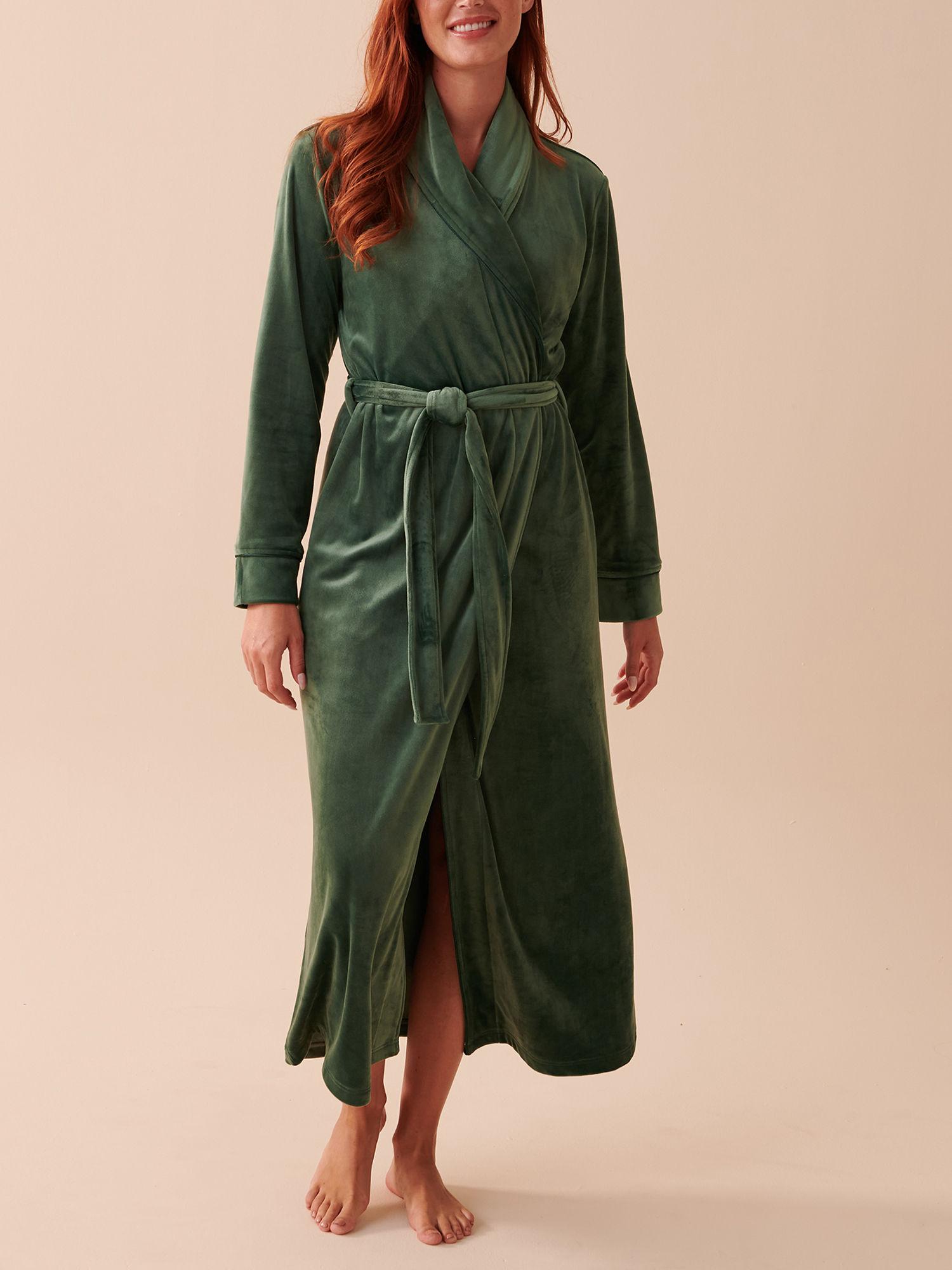 velvety softness long robe - green