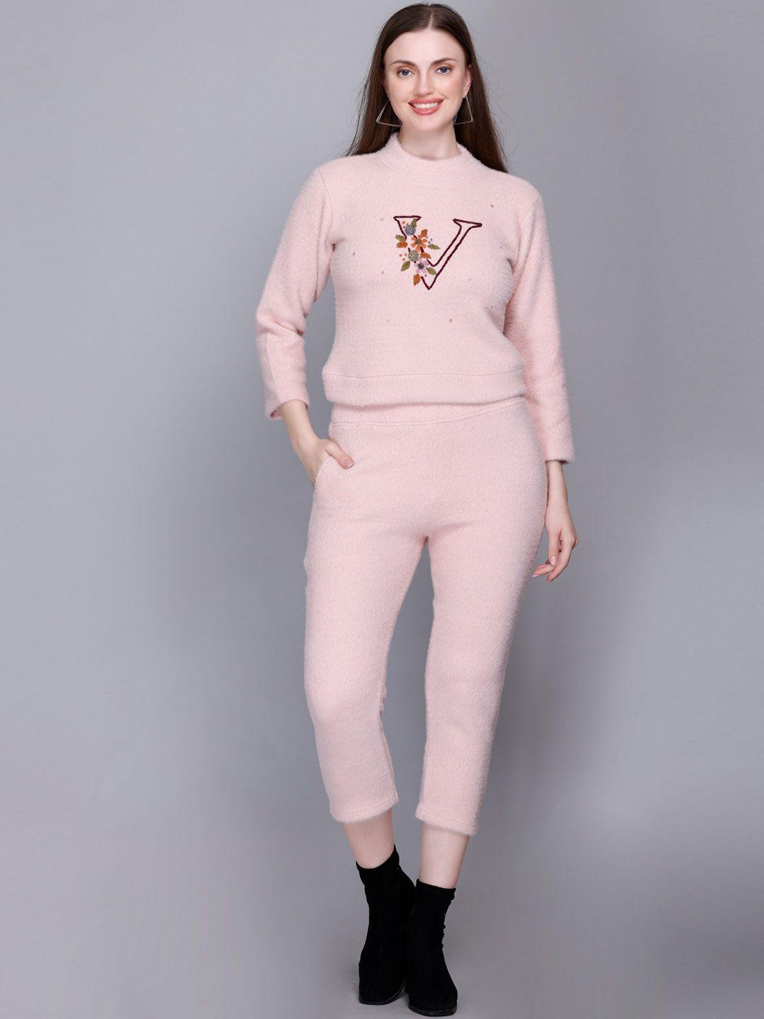 velvtine embroidered top with pure wool trousers