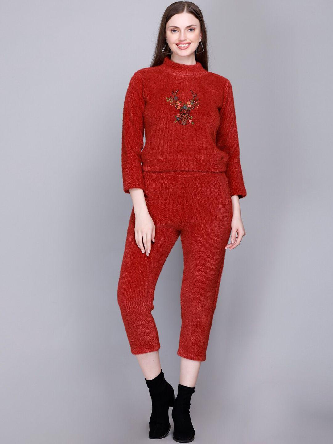 velvtine pure woollen top with trouser set