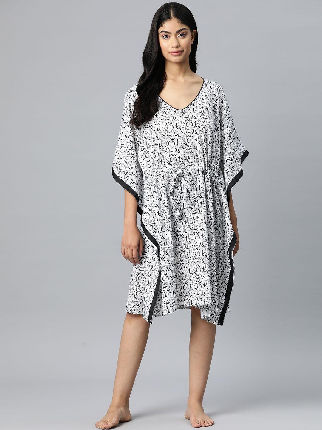 vemante ethnic motifs printed pure cotton kaftan nightdress