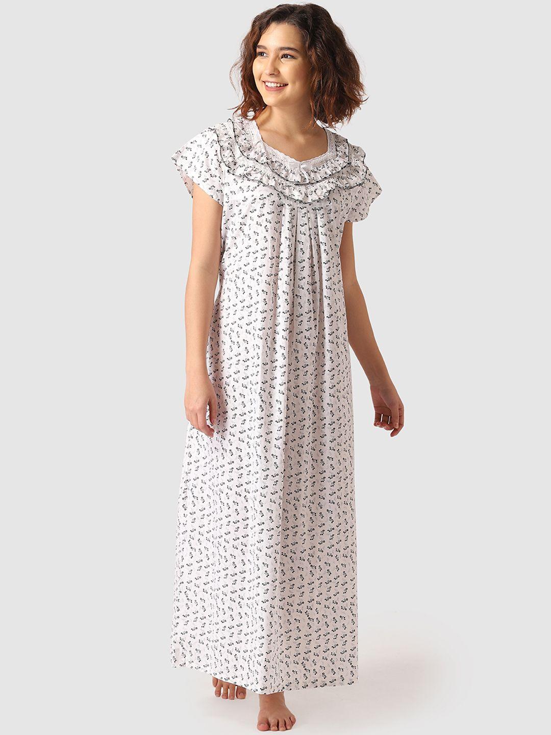 vemante white & black floral print nightdress