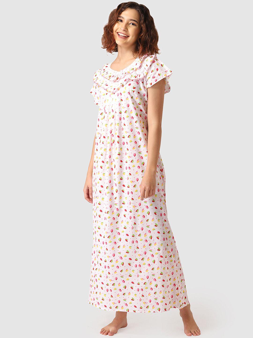 vemante white & pink floral print nightdress