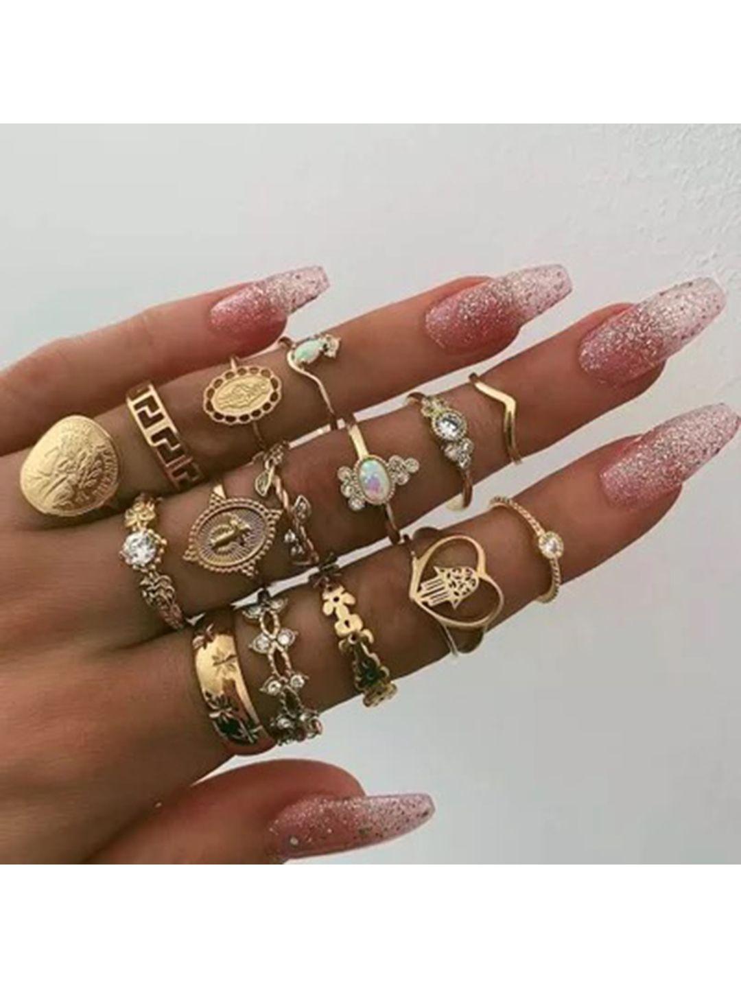 vembley  set of  15 gold plated multi design rings