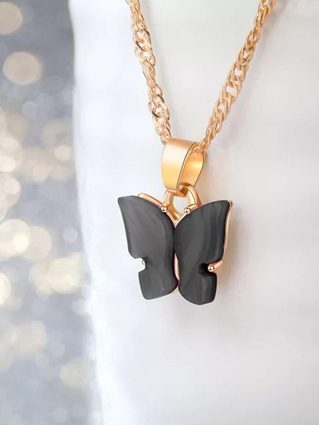 vembley gold-plated black butterfly pendant necklace