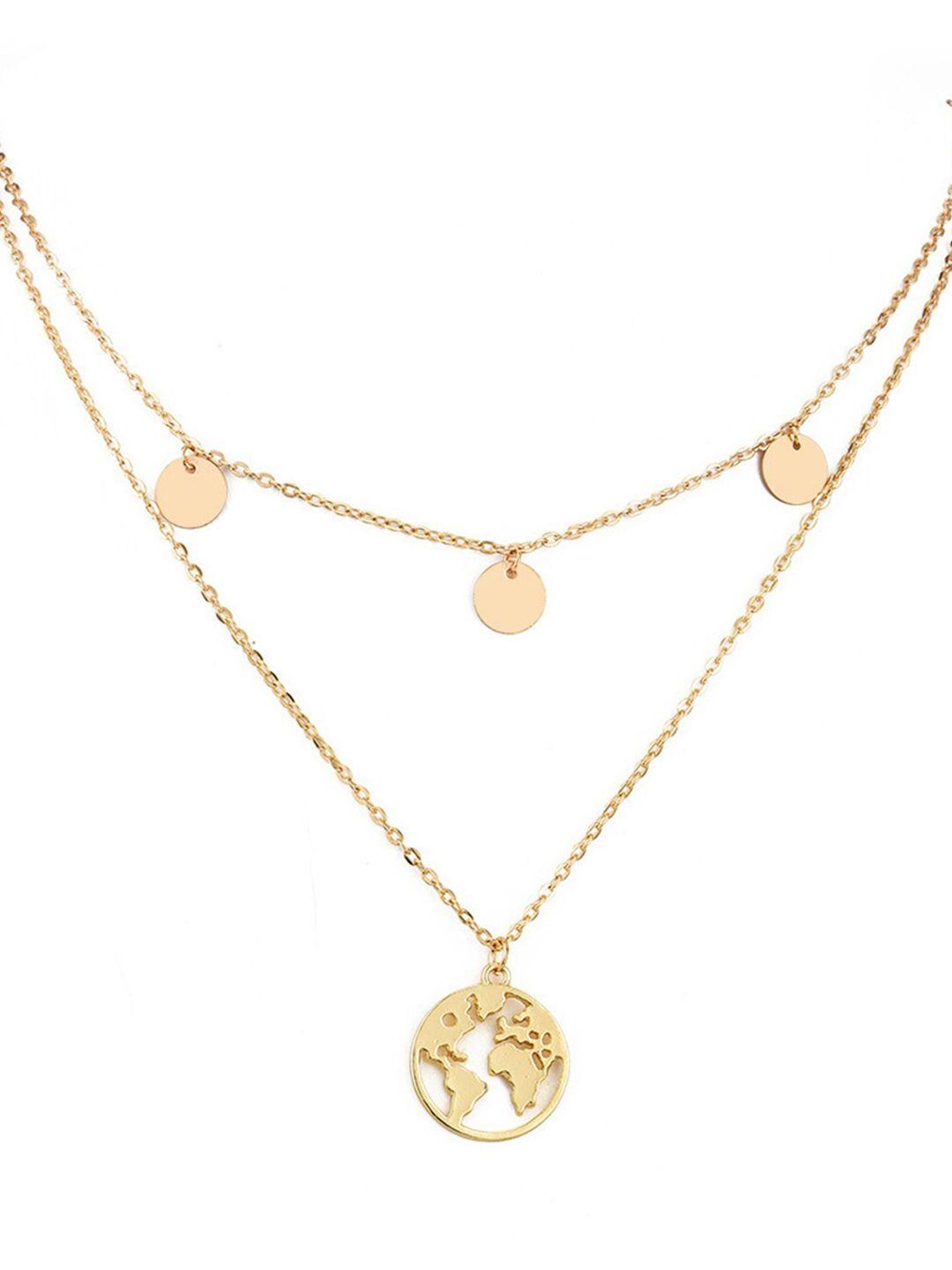 vembley gold-plated layered earth world pendant necklace