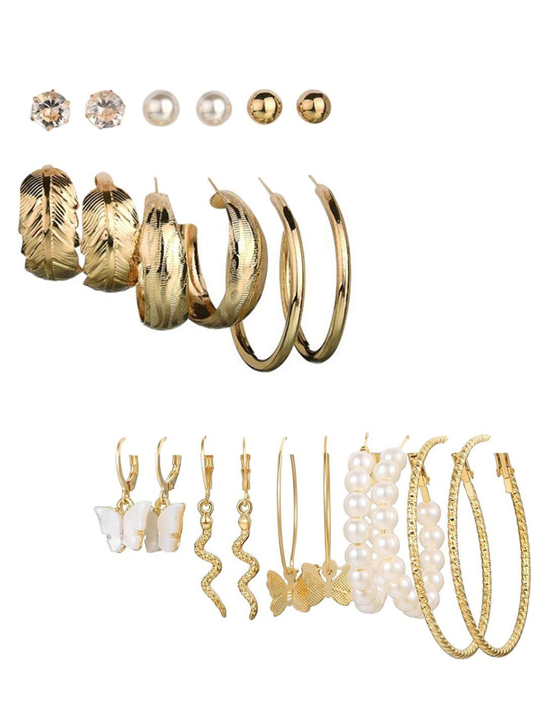 vembley gold plated set of 11 studs earrings