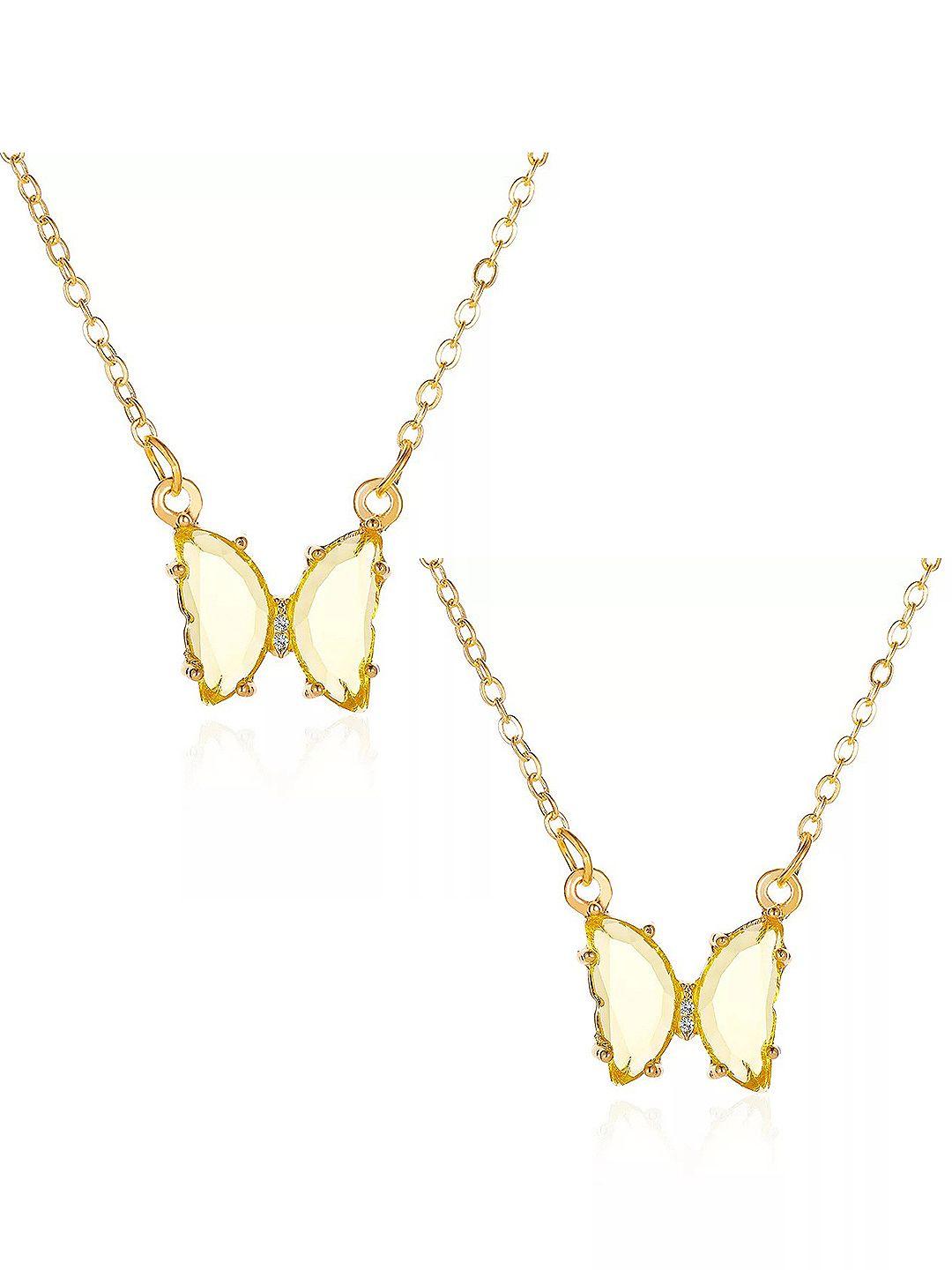 vembley set-2 gold-toned & yellow gold-plated necklace