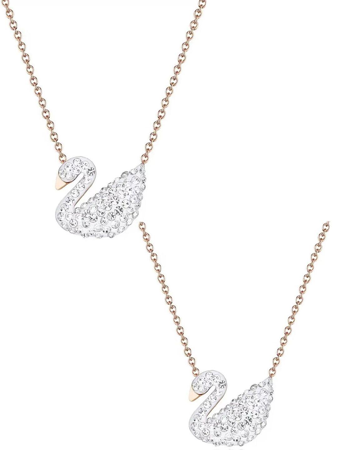 vembley set of 2 gold-plated swan pendant necklaces