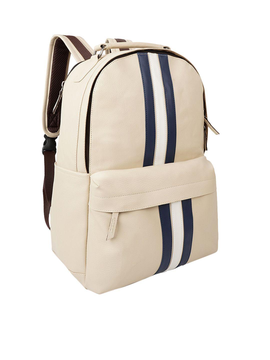 veneer striped vegan leather backpack