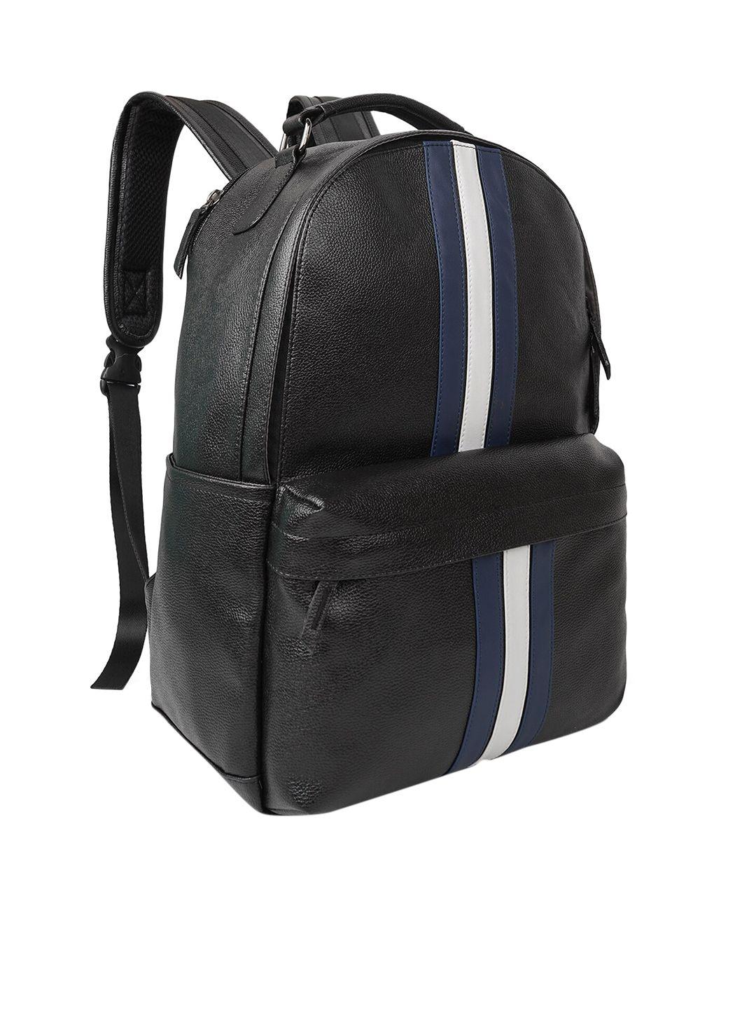 veneer striped vegan leather backpack