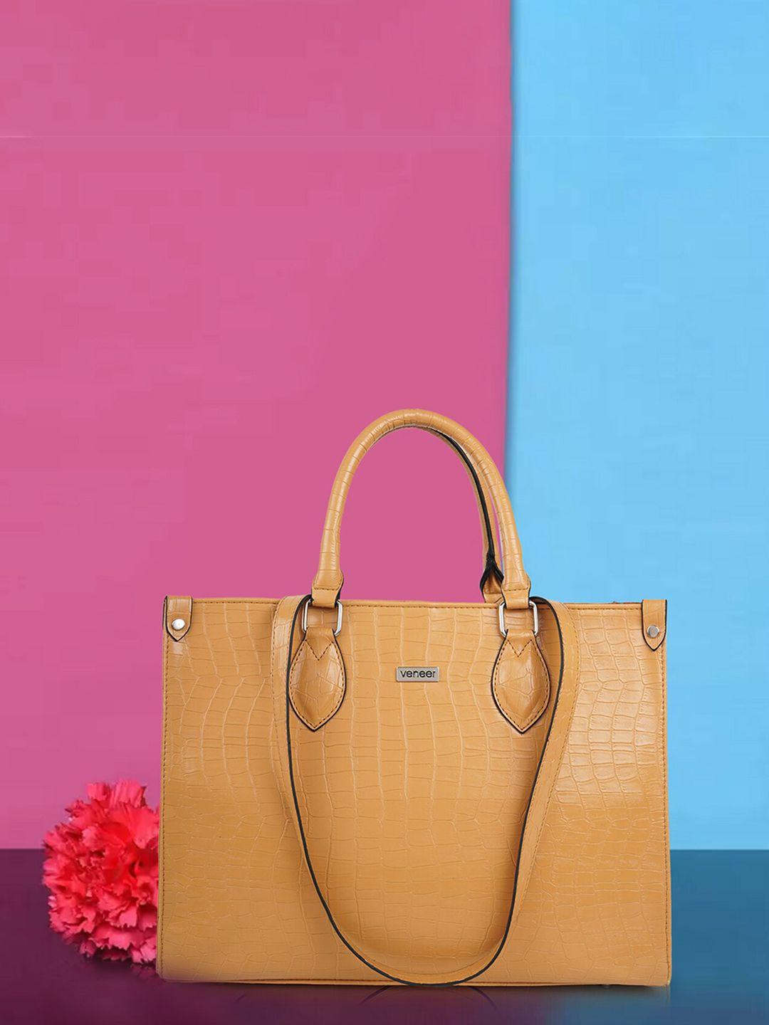 veneer textured vegan leather bucket tote bag