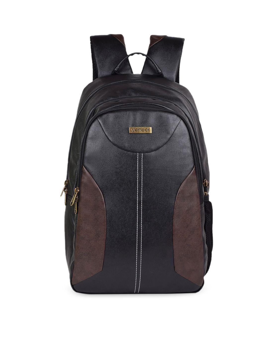 veneer unisex black & brown colourblocked backpack