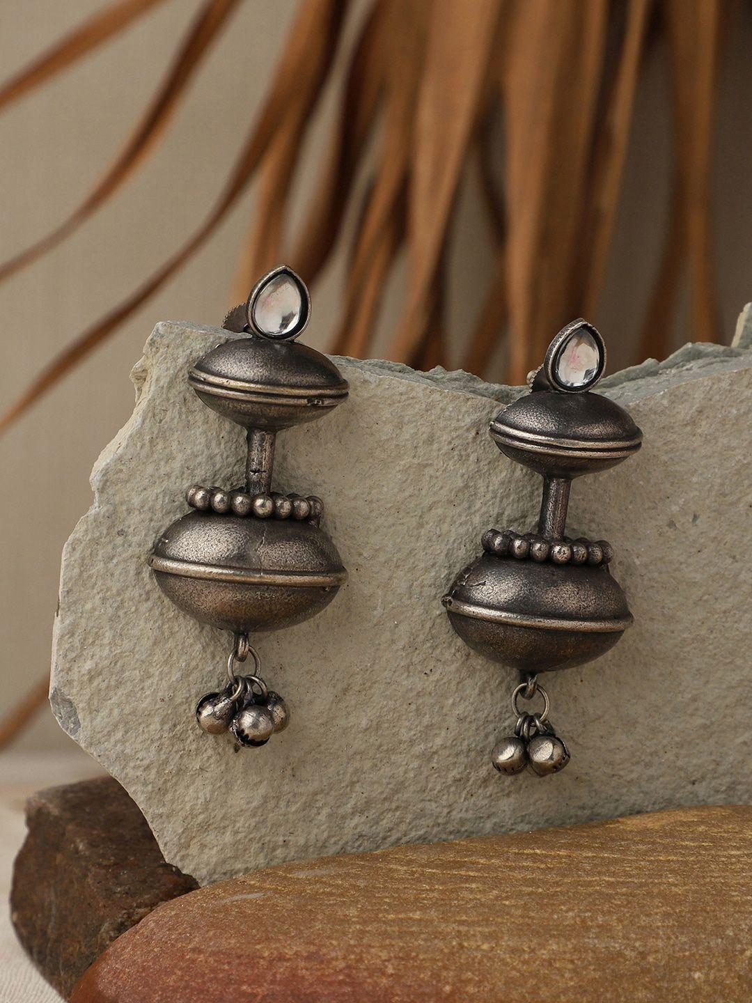veni silver-plated oxidised drop earrings