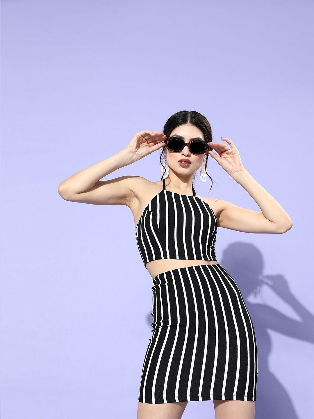 veni vidi vici black striped co-ord dress