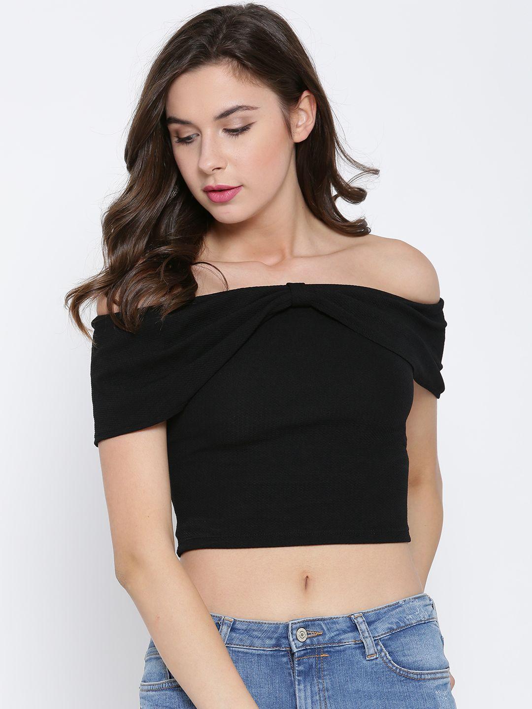 veni vidi vici women black solid bardot top