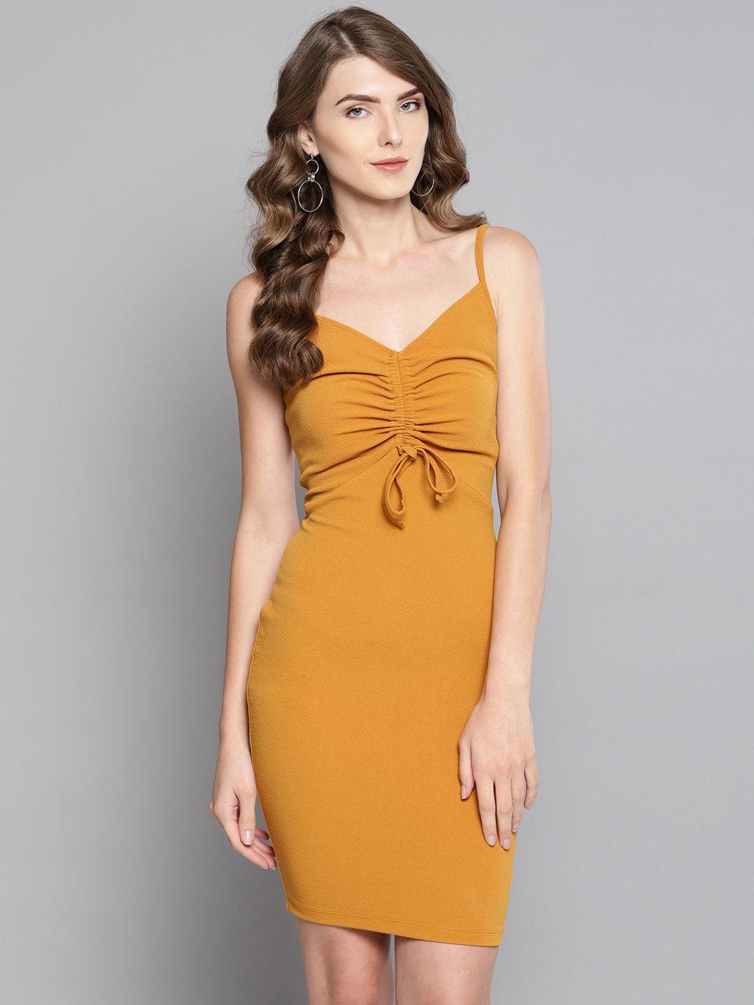 veni vidi vici women mustard yellow bodycon dress