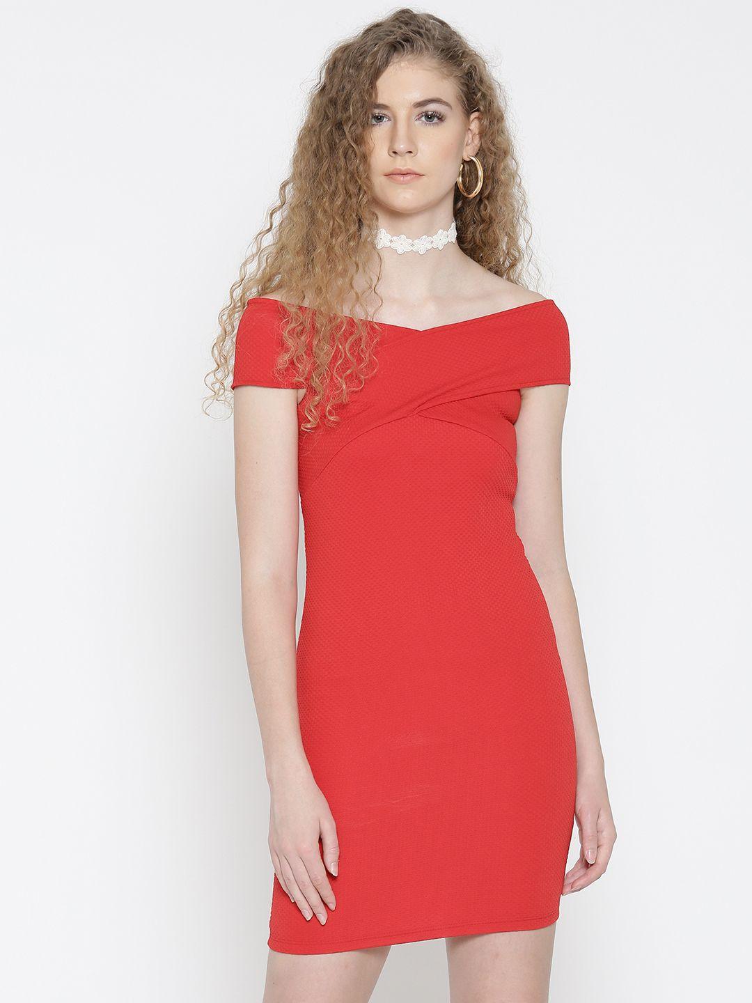 veni vidi vici women red self-design sheath dress