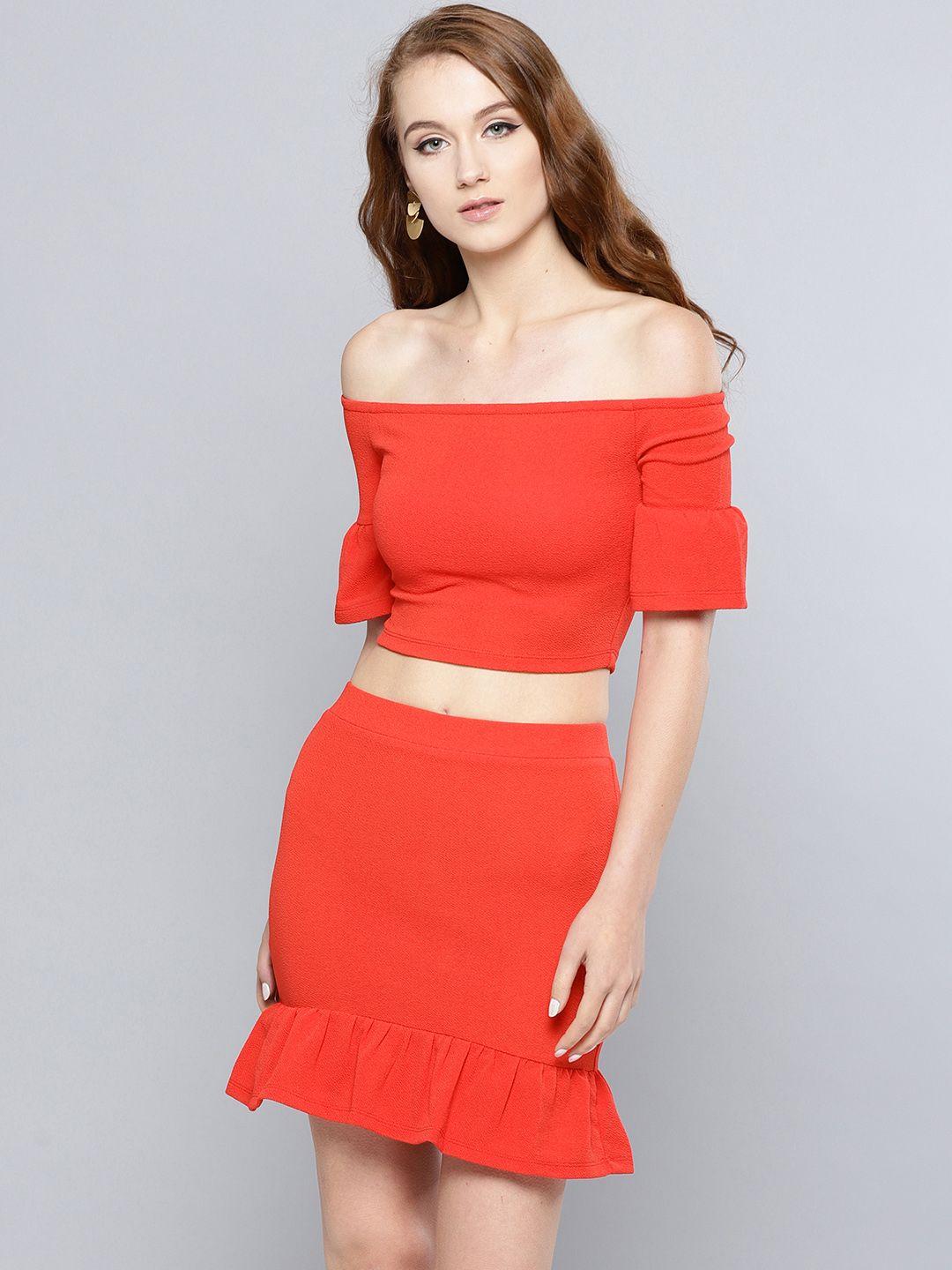 veni vidi vici women red solid two-piece dress