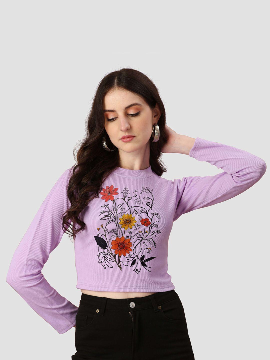 venisa floral printed slim fit crop t-shirt
