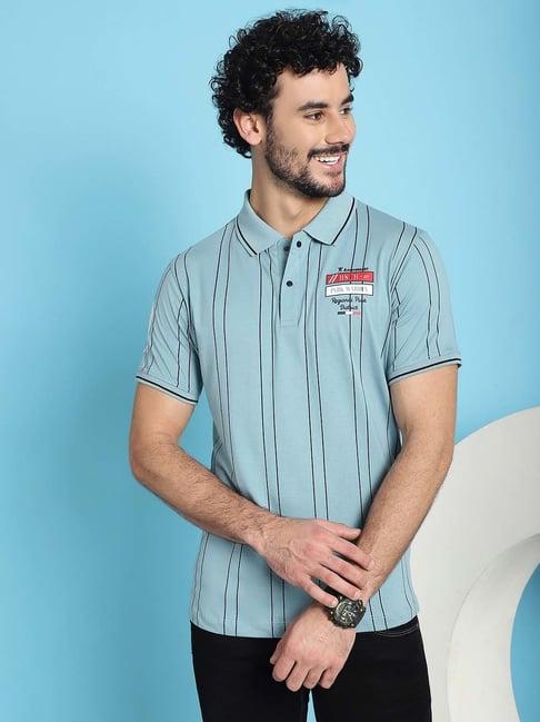 venitian- forbidden clothing aqua slim fit printed polo t-shirt