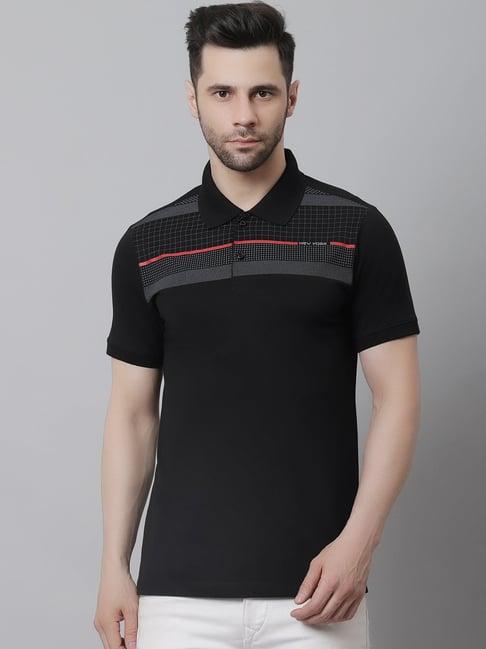 venitian- forbidden clothing black slim fit printed polo t-shirt