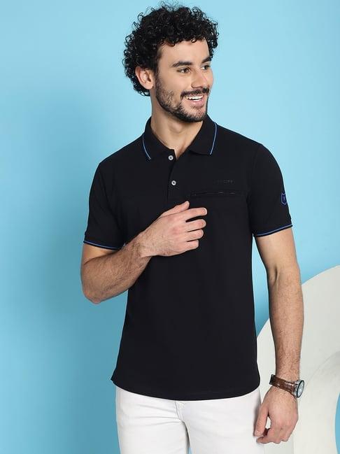 venitian- forbidden clothing black slim fit printed polo t-shirt