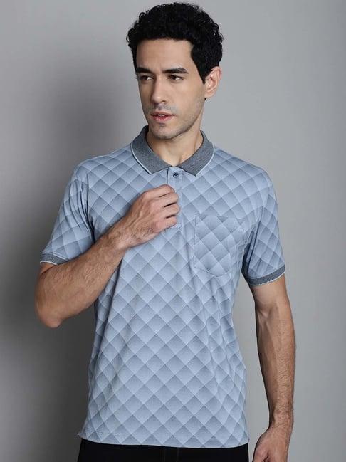 venitian- forbidden clothing blue slim fit printed polo t-shirt