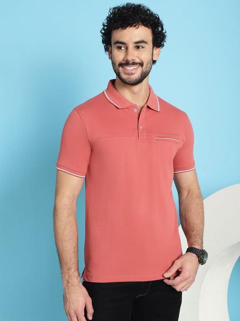 venitian- forbidden clothing brick red slim fit printed polo t-shirt