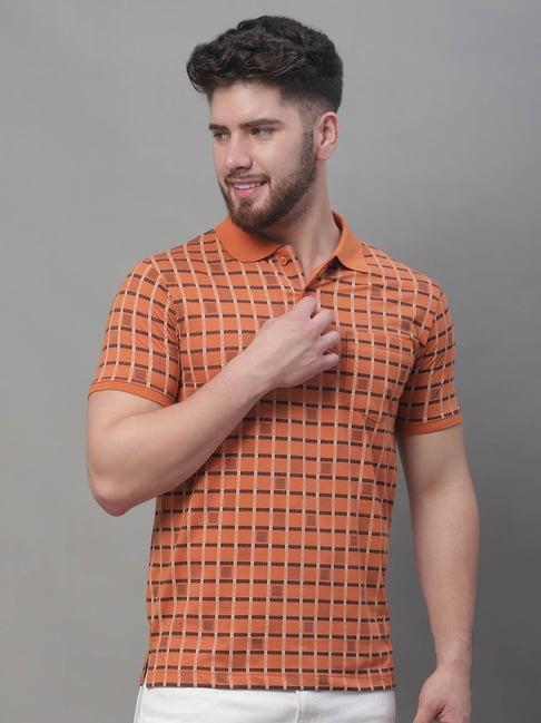 venitian- forbidden clothing dark orange slim fit printed polo t-shirt