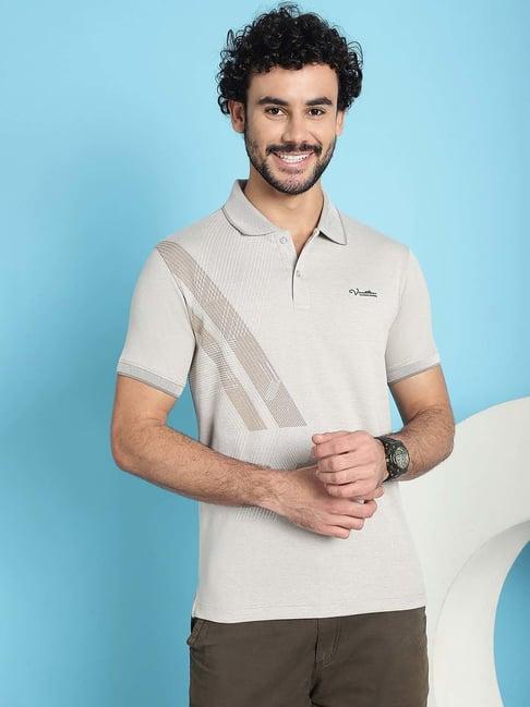 venitian- forbidden clothing grey slim fit printed polo t-shirt