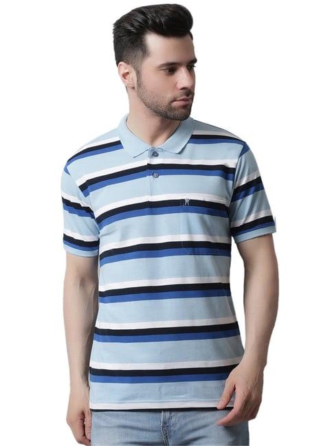 venitian- forbidden clothing light blue regular fit striped polo t-shirt