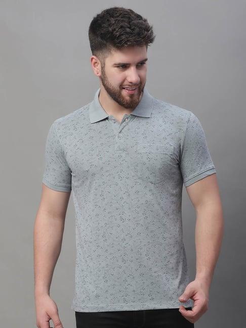 venitian- forbidden clothing light grey slim fit printed polo t-shirt