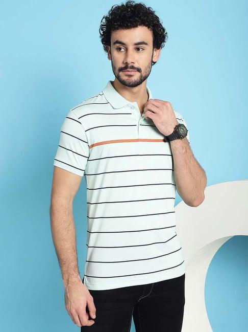 venitian- forbidden clothing mint green slim fit striped polo t-shirt