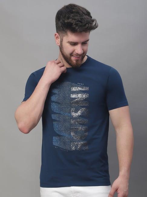 venitian- forbidden clothing navy slim fit printed t-shirt