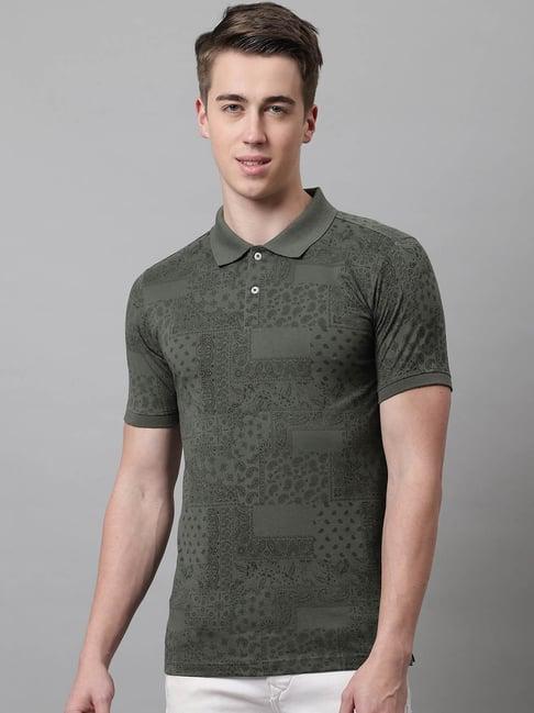 venitian- forbidden clothing olive slim fit printed polo t-shirt