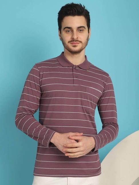 venitian- forbidden clothing onion pink regular fit striped polo t-shirt