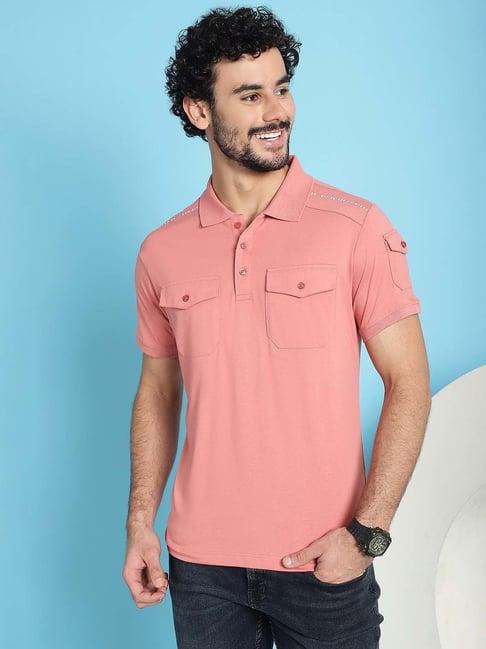 venitian- forbidden clothing pink slim fit printed polo t-shirt