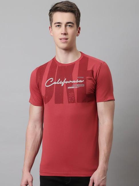 venitian- forbidden clothing red slim fit graphic print crew t-shirt