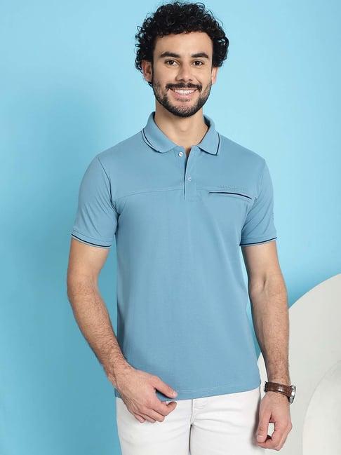 venitian- forbidden clothing teal slim fit printed polo t-shirt