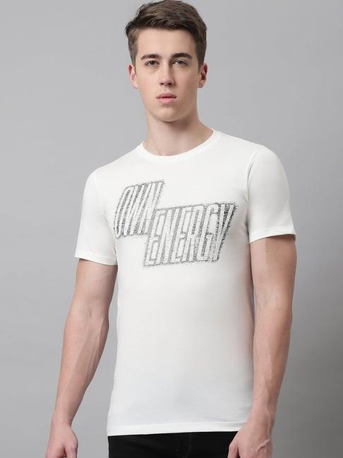 venitian- forbidden clothing white slim fit graphic print crew t-shirt