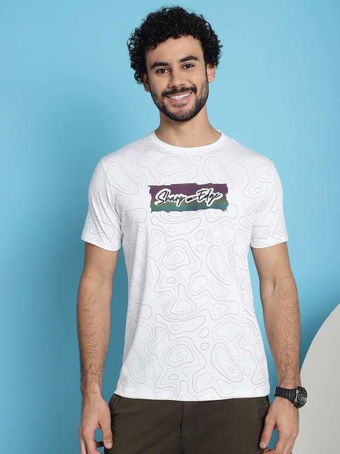 venitian- forbidden clothing white slim fit printed crew t-shirt