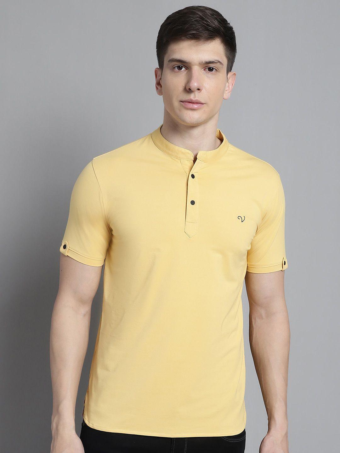 venitian mandarin collar slim fit cotton t-shirt