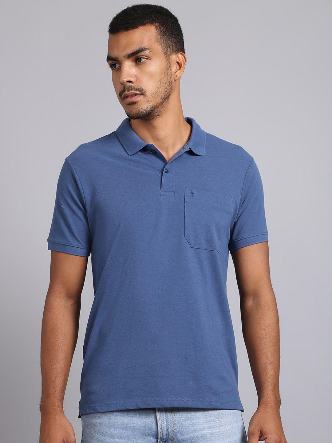 venitian men blue polo collar t-shirt